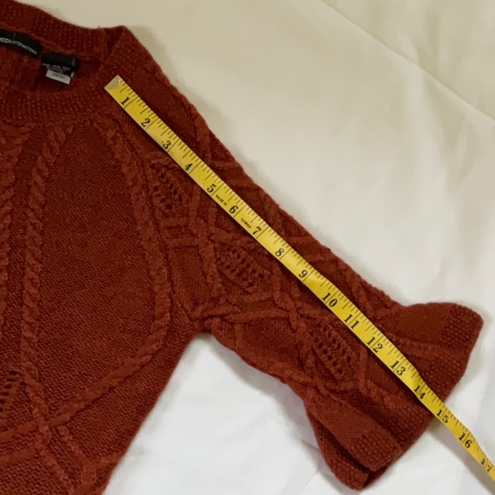 Moda International; Rust Cable Knit Women's Sweater wool blend - Picture 8 of 9